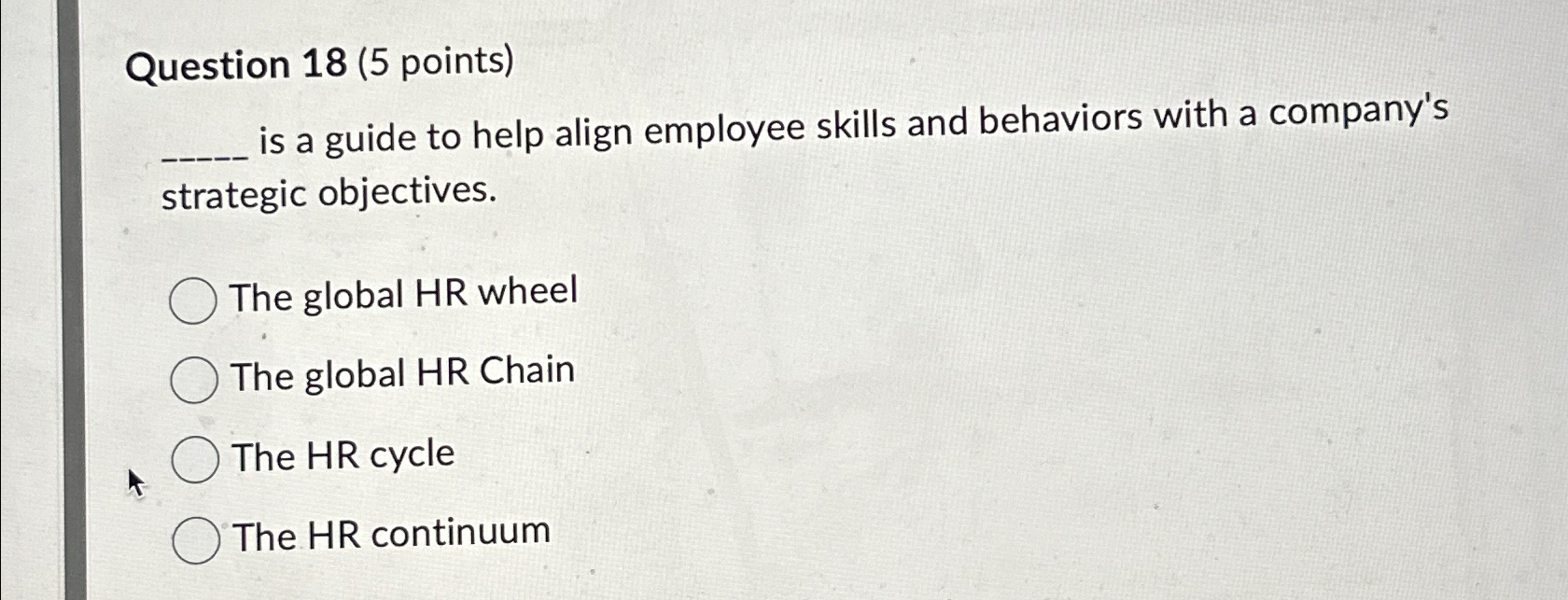  Question 18(5 points) is a guide to help align employee skills