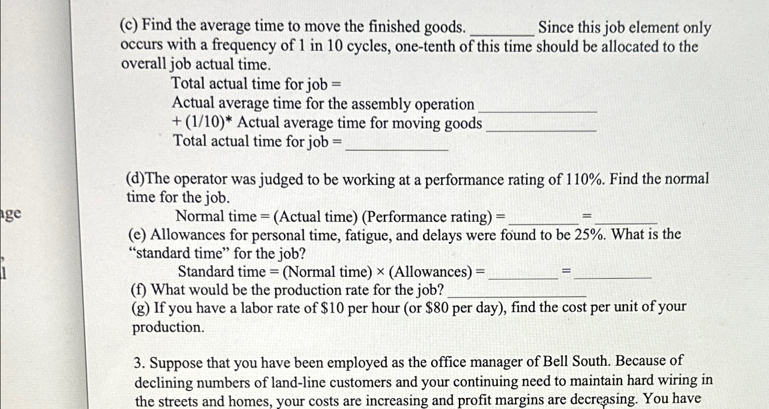  (c) Find the average time to move the finished goods. Since