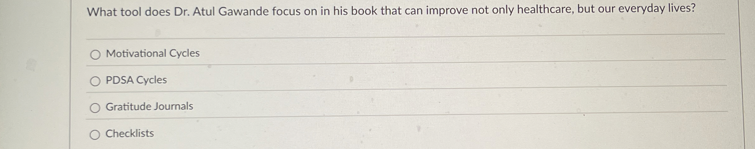  What tool does Dr. Atul Gawande focus on in his book