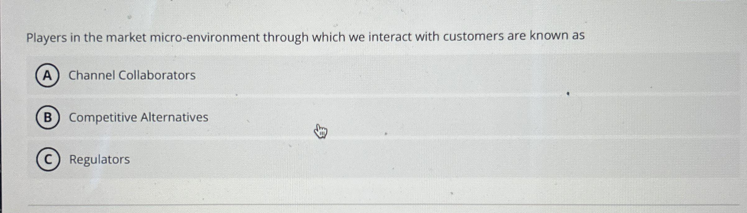  Players in the market micro-environment through which we interact with customers