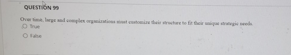  QUESTIONN 99 Over tim, large and complex organizations must customize their