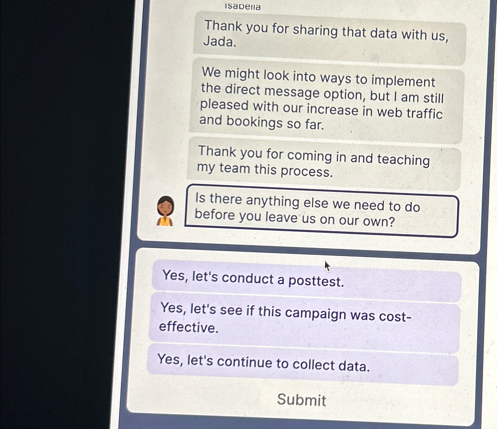  sapea Thank you for sharing that data with us, Jada. We