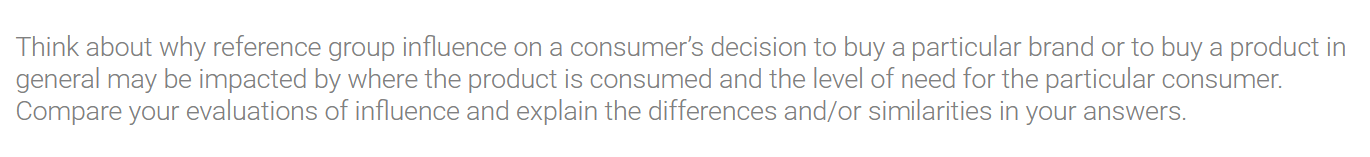  Think about why reference group influence on a consumer's decision to
