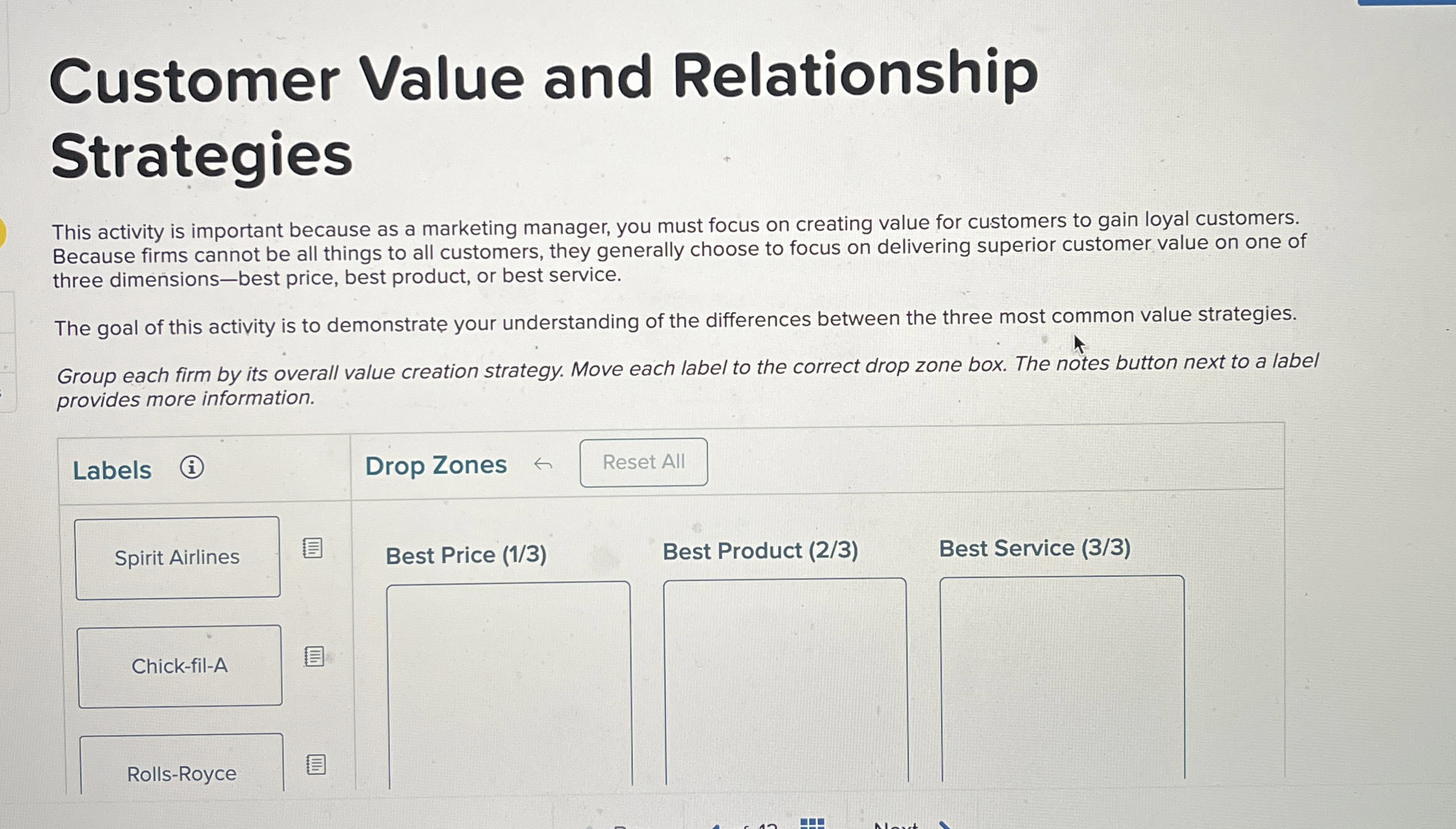  Customer Value and Relationship Strategies This activity is important because as