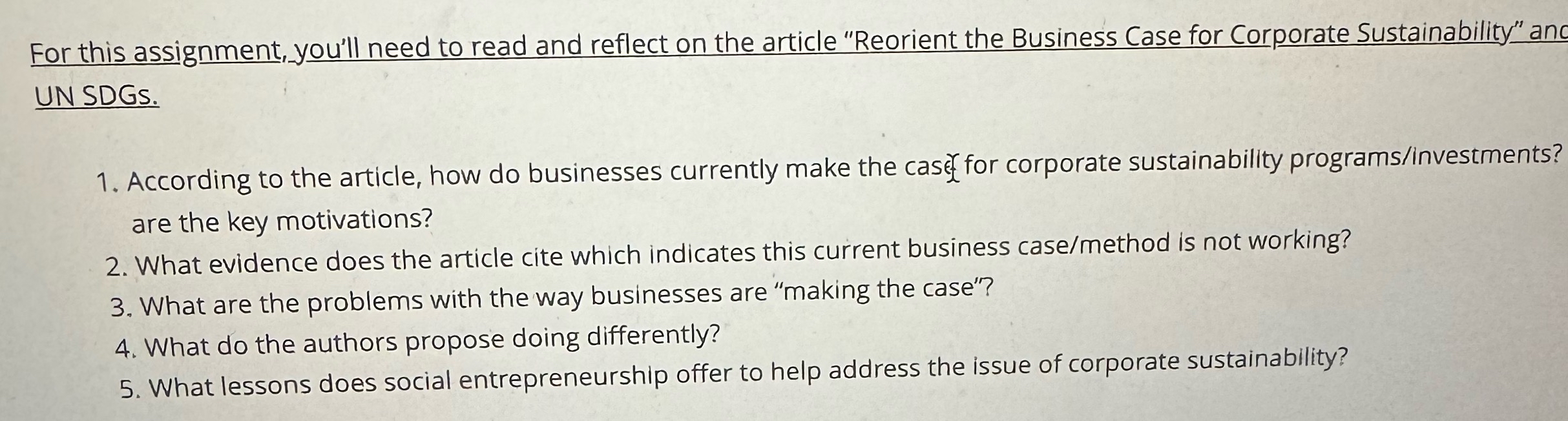  For this assignment, you'll need to read and reflect on the