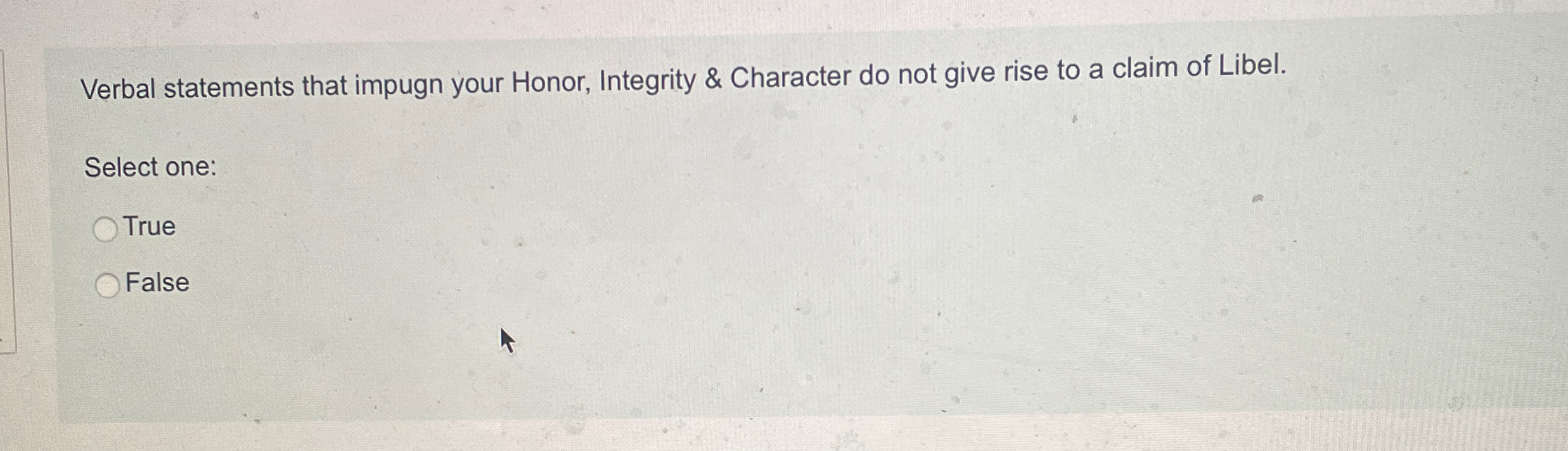  Verbal statements that impugn your Honor, Integrity & Character do not