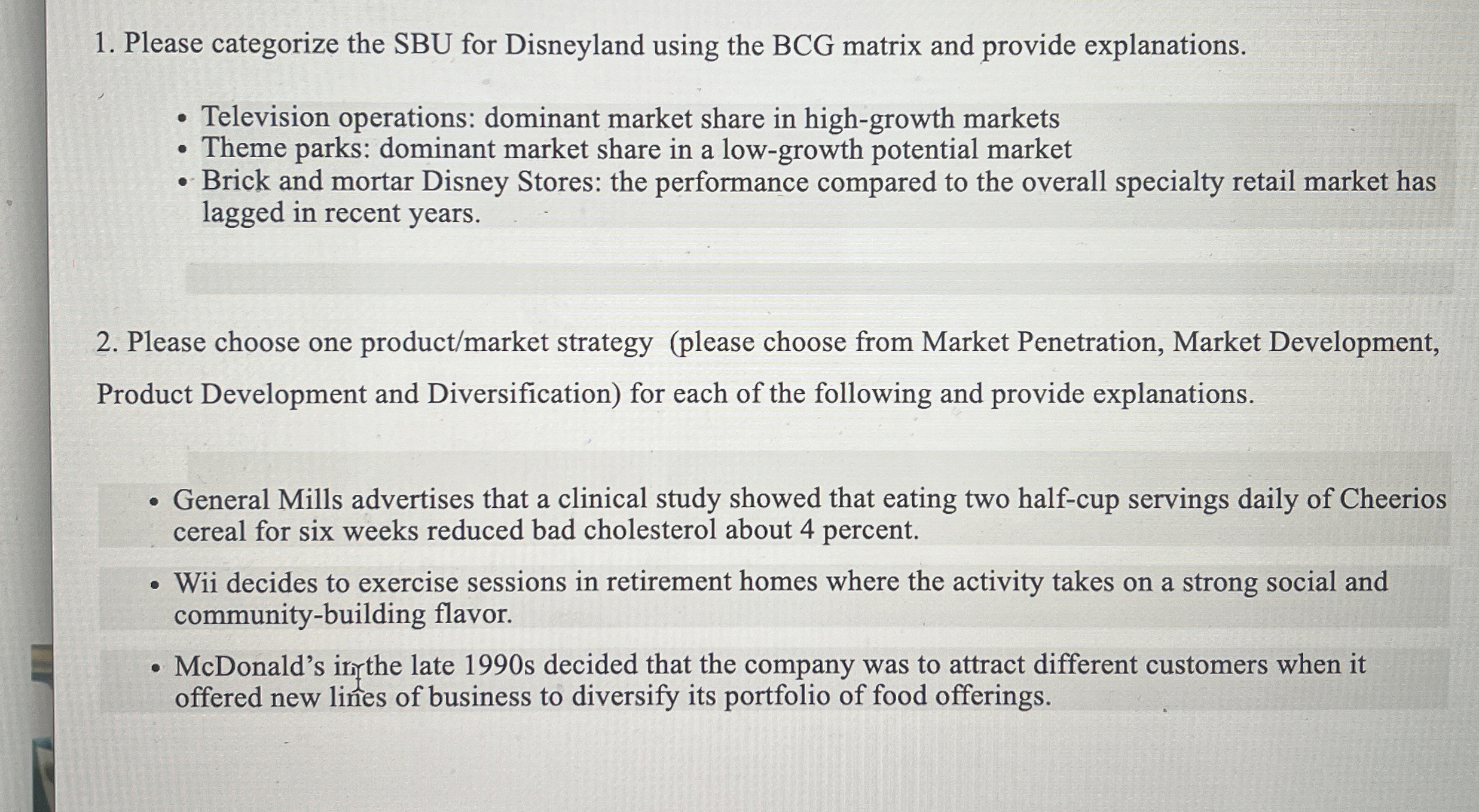  Please categorize the SBU for Disneyland using the BCG matrix and
