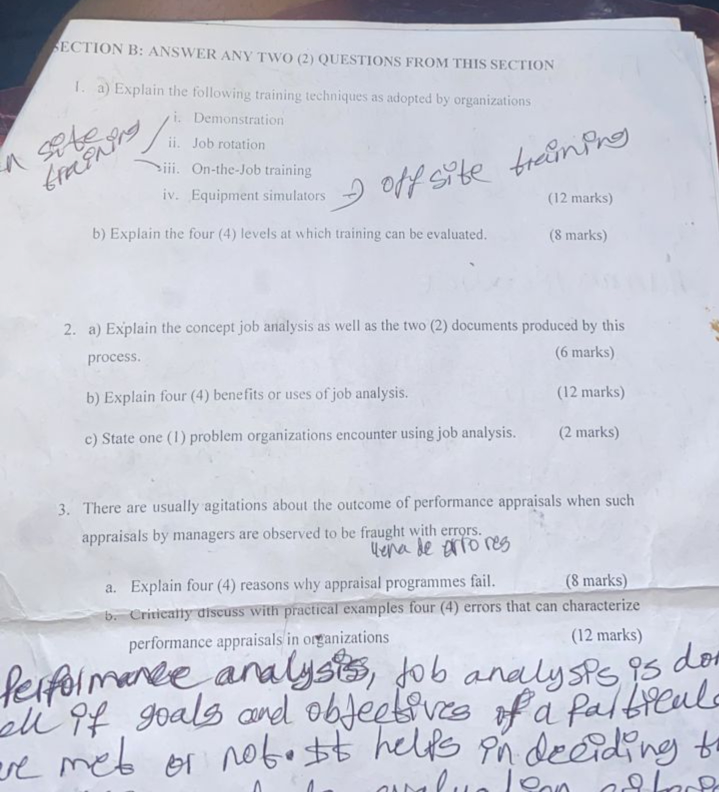  ECTION B: ANSWER ANY TWO (2) QUESTIONS FROM THIS SECTION I.