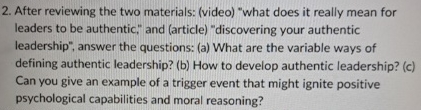  After reviewing the two materials: (video) "what does it really mean