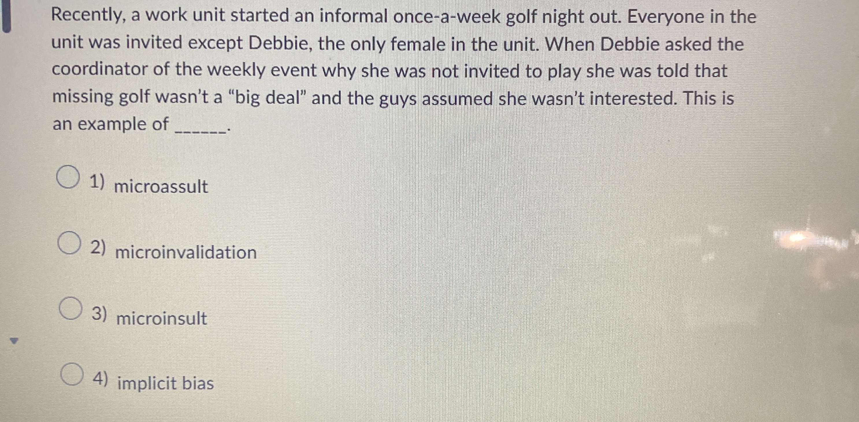  Recently, a work unit started an informal once-a-week golf night out.