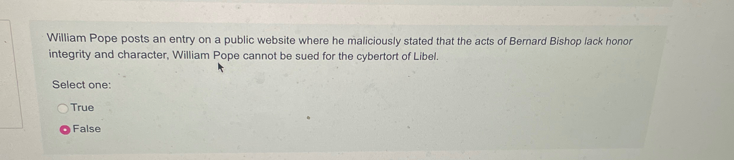  William Pope posts an entry on a public website where he