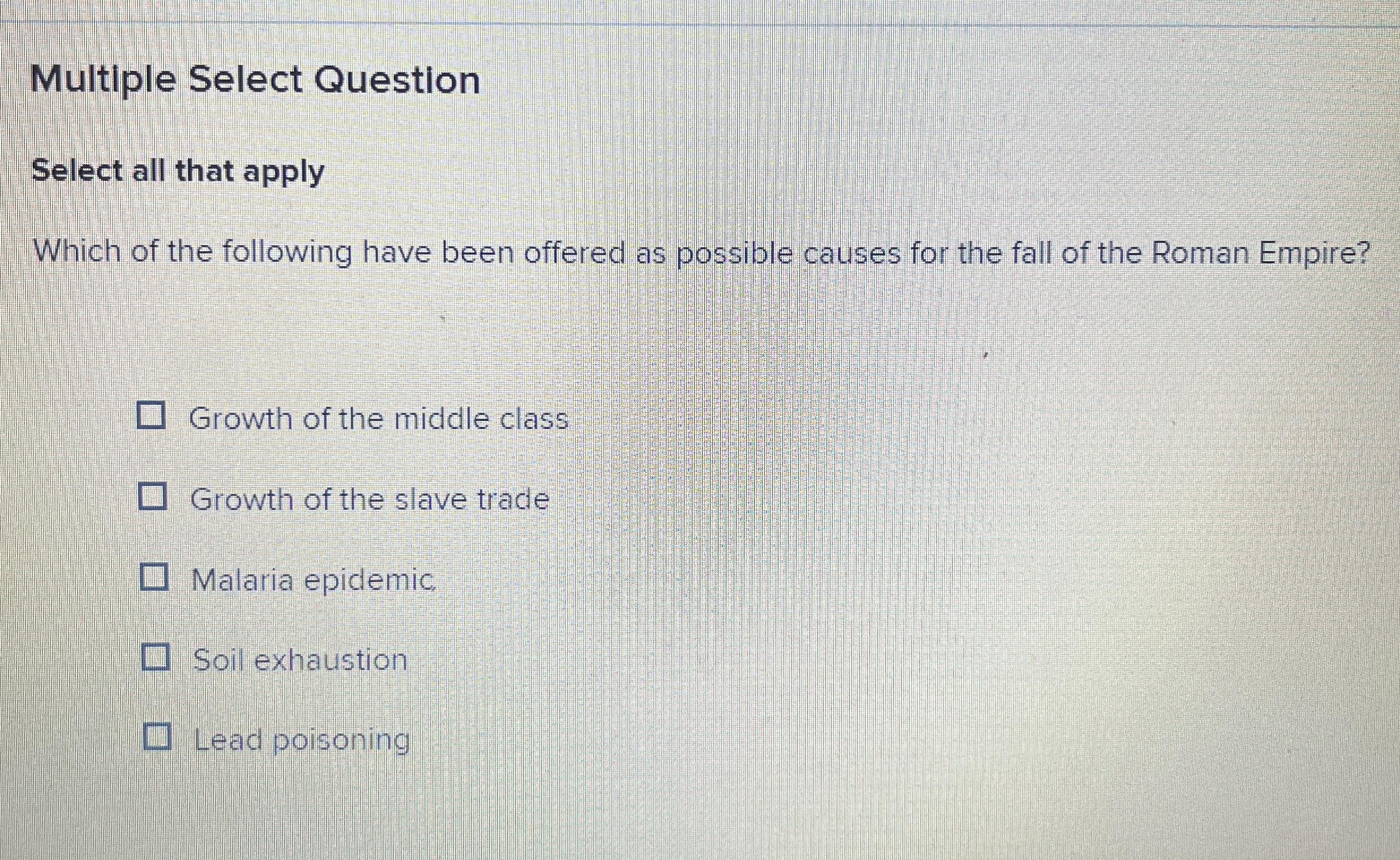  Multiple Select Question Select all that apply Which of the following