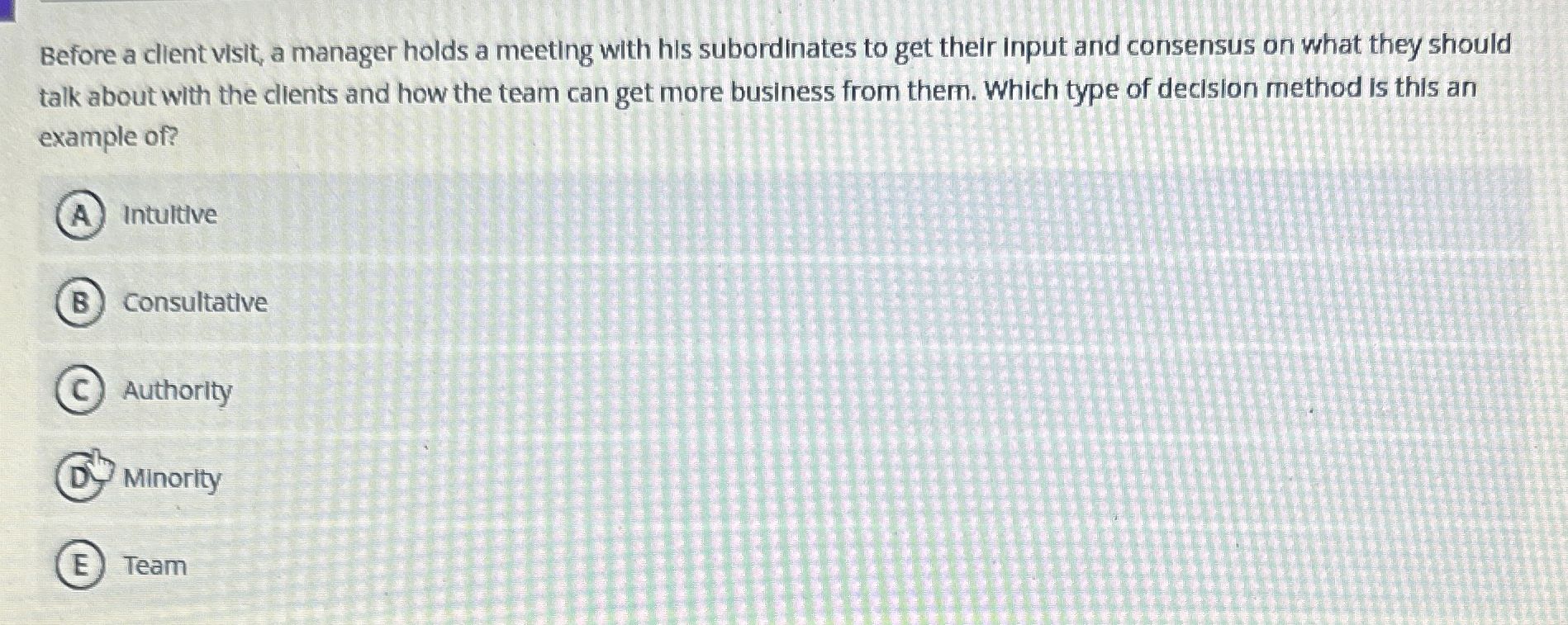  Before a client visit, a manager holds a meeting with his