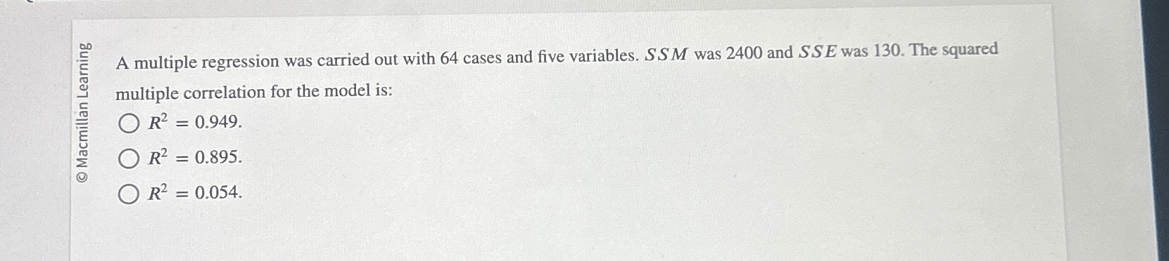  A multiple regression was carried out with 64 cases and five