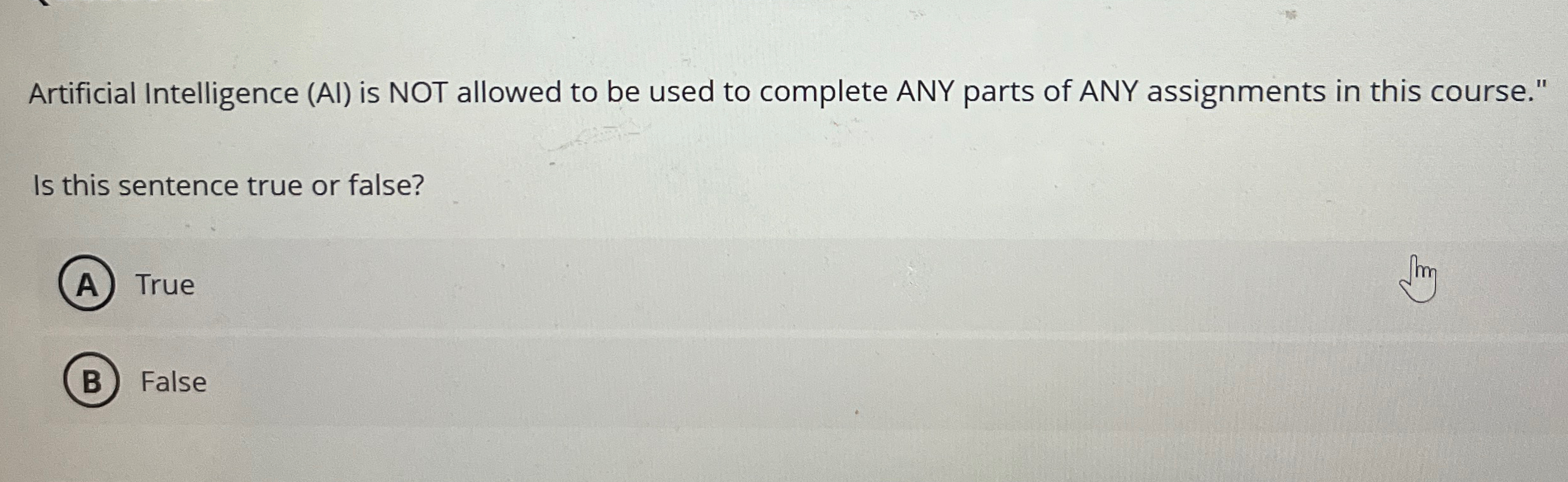  Artificial Intelligence (Al) is NOT allowed to be used to complete