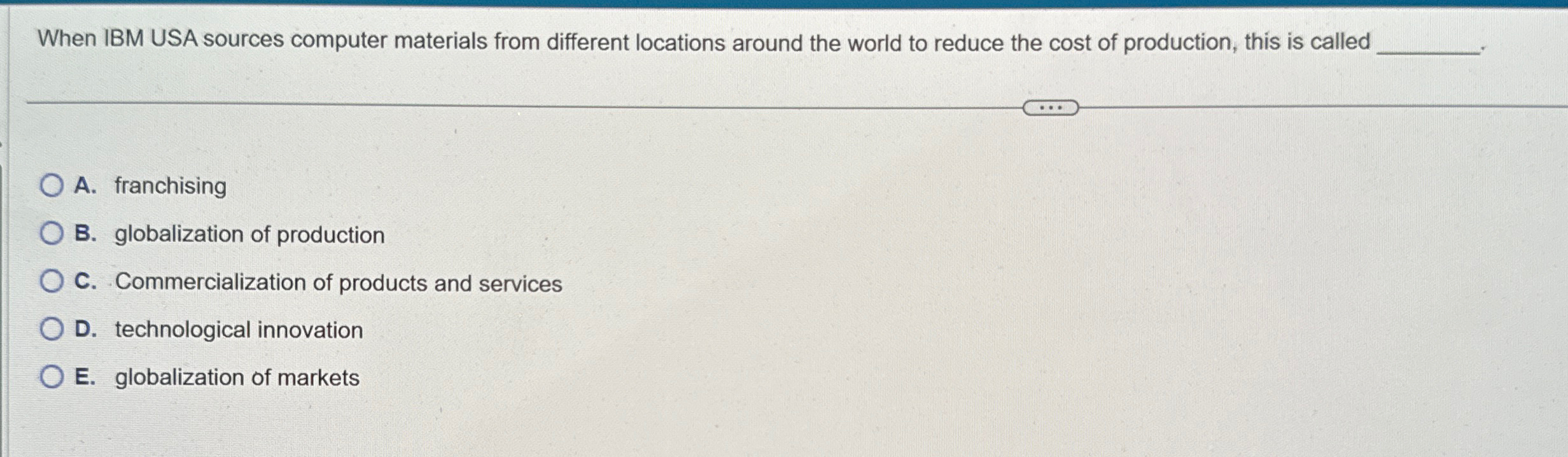  When IBM USA sources computer materials from different locations around the