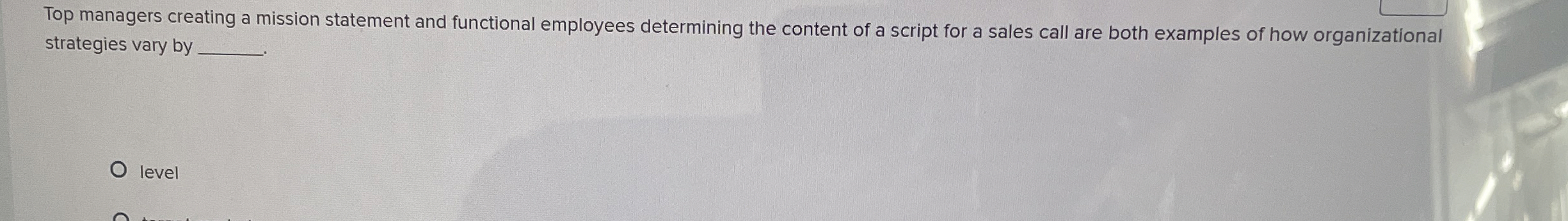  Top managers creating a mission statement and functional employees determining the