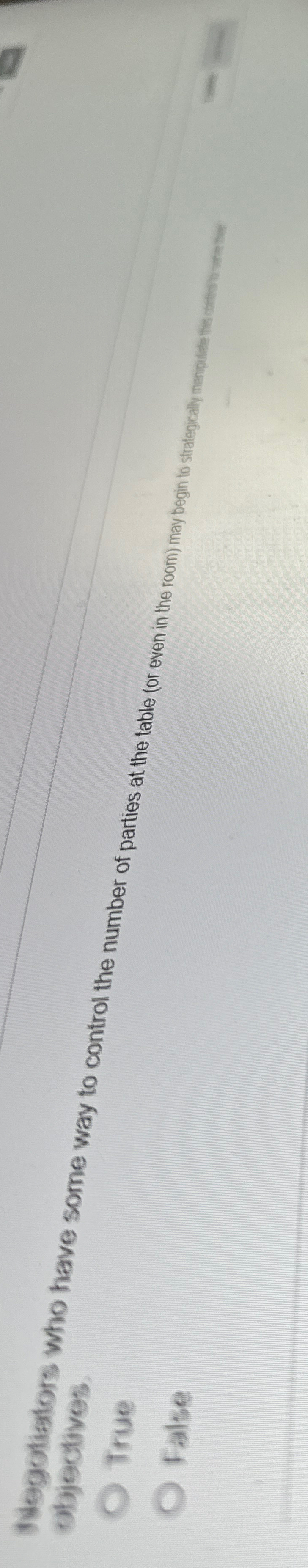  Objectives. True false 