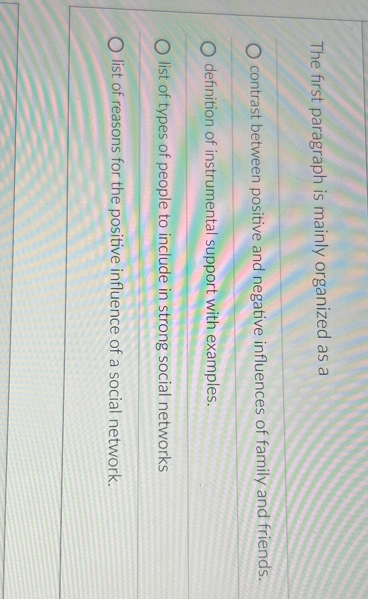  The first paragraph is mainly organized as a contrast between positive