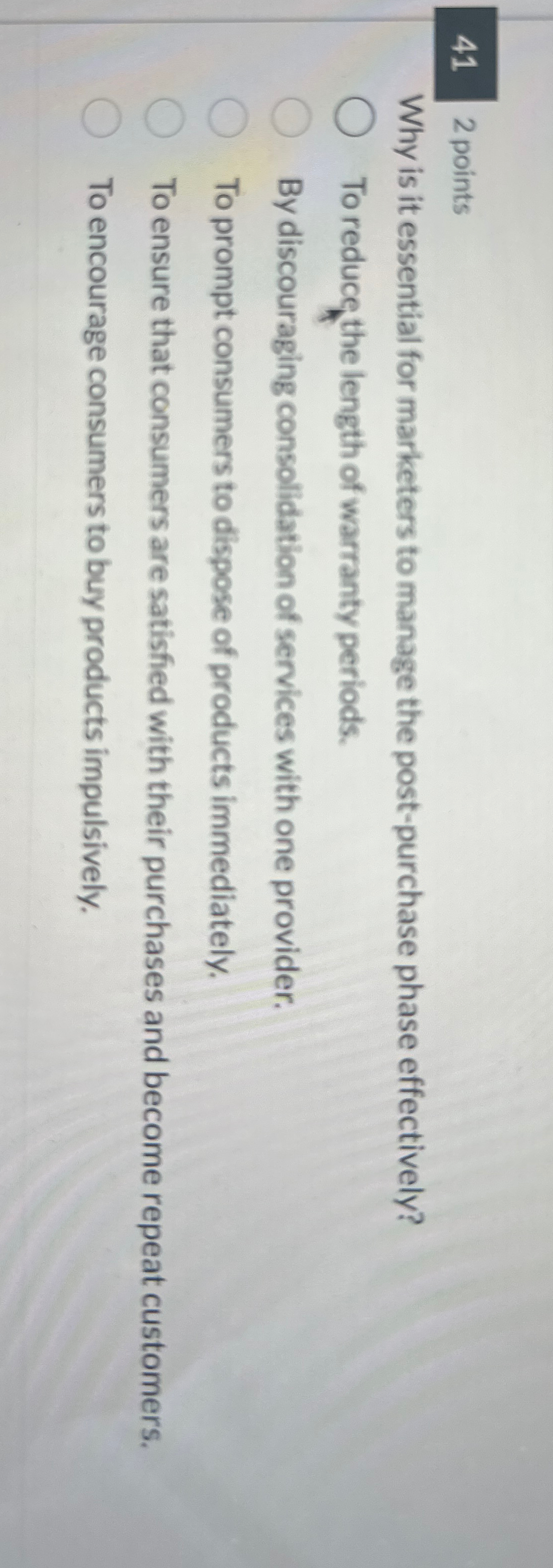  41 2 points Why is it essential for marketers to manage