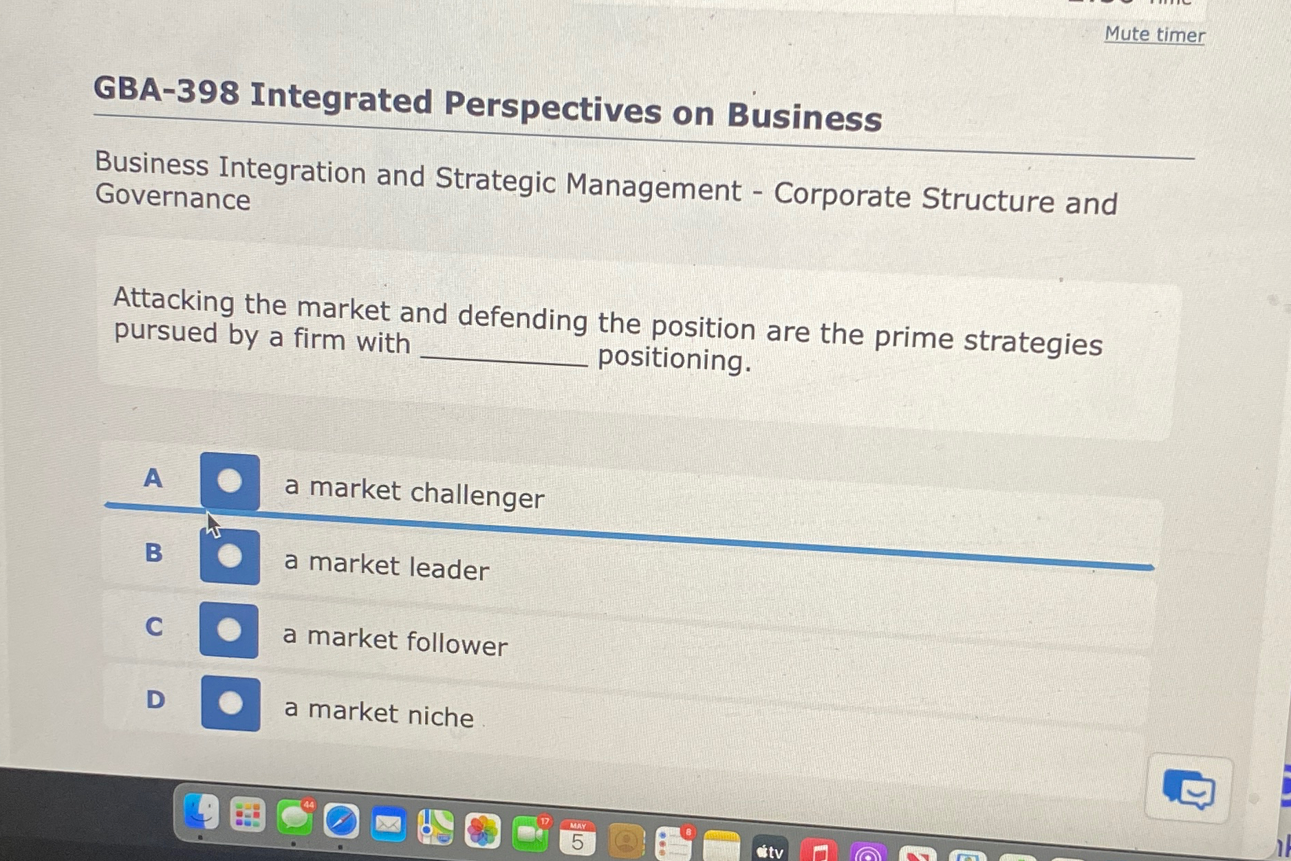  Mute timer GBA-398 Integrated Perspectives on Business Business Integration and Strategic