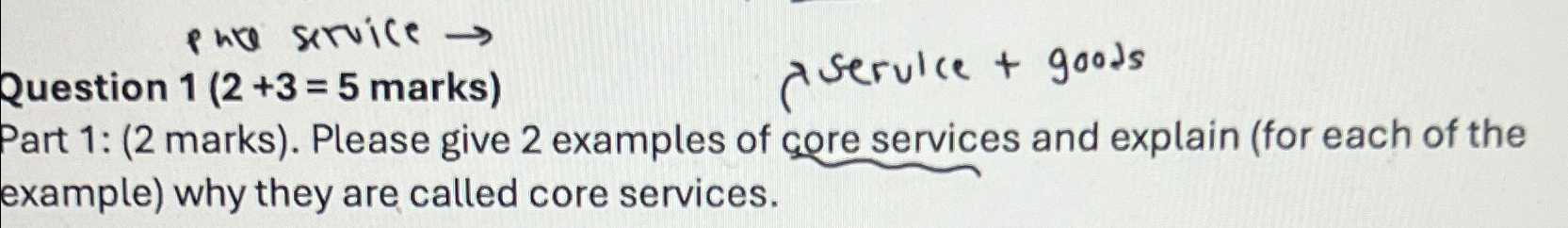  Part 1: (2 marks). Please give 2 examples of gore services