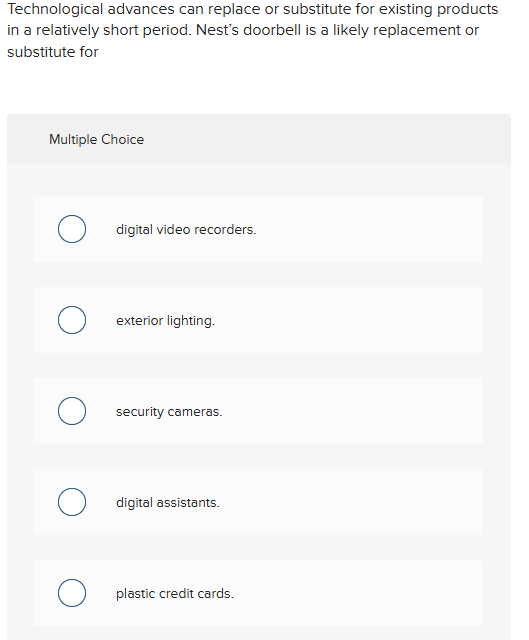  Technological advances can replace or substitute for existing products in a