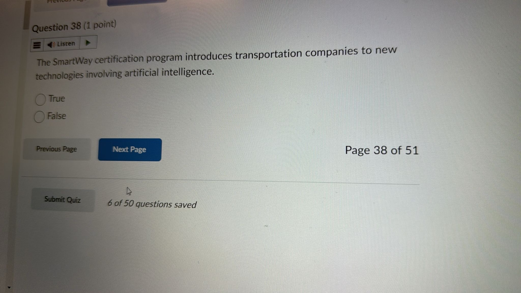  Question 38(1 point) The SmartWay certification program introduces transportation companies to