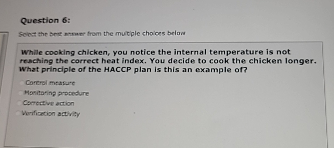  Question 6: Select the best answer from the multiple choices below