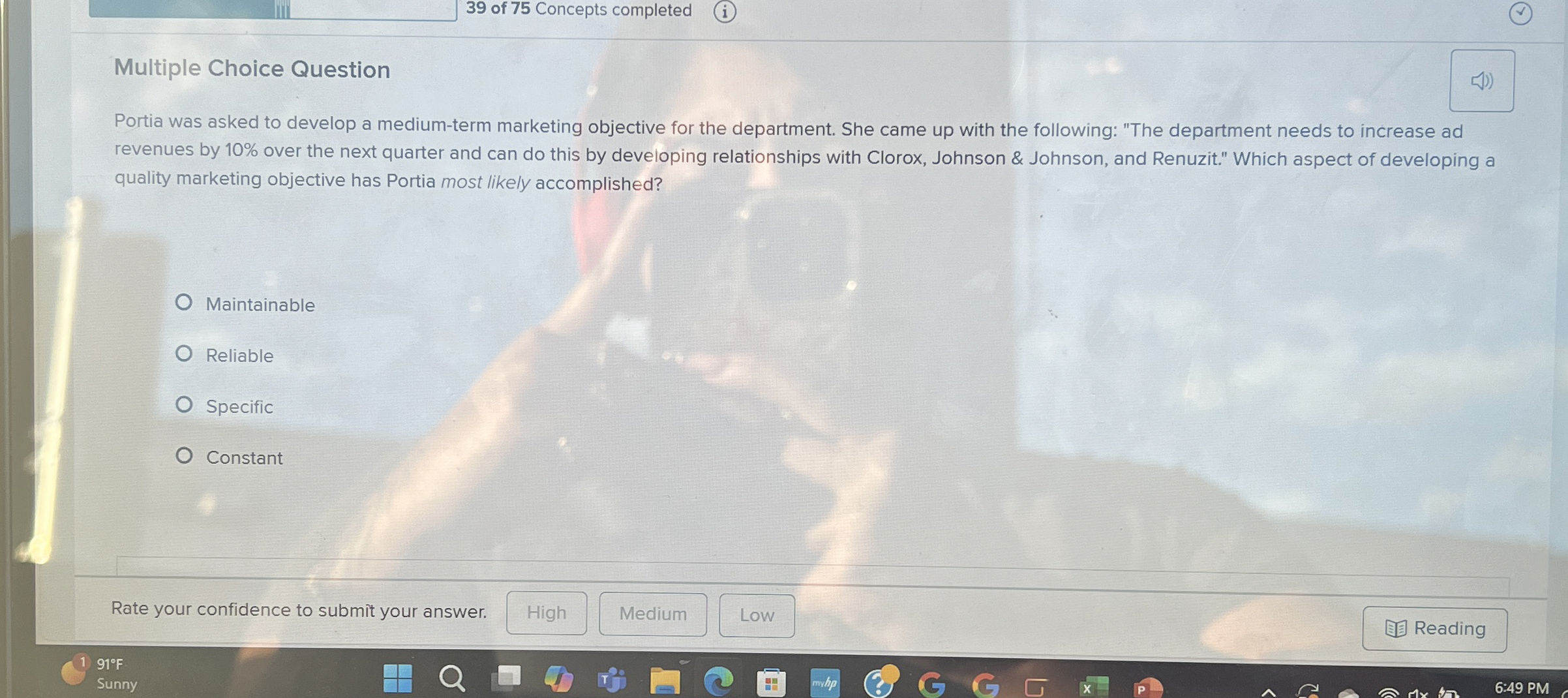  Multiple Choice Question Portia was asked to develop a medium-term marketing