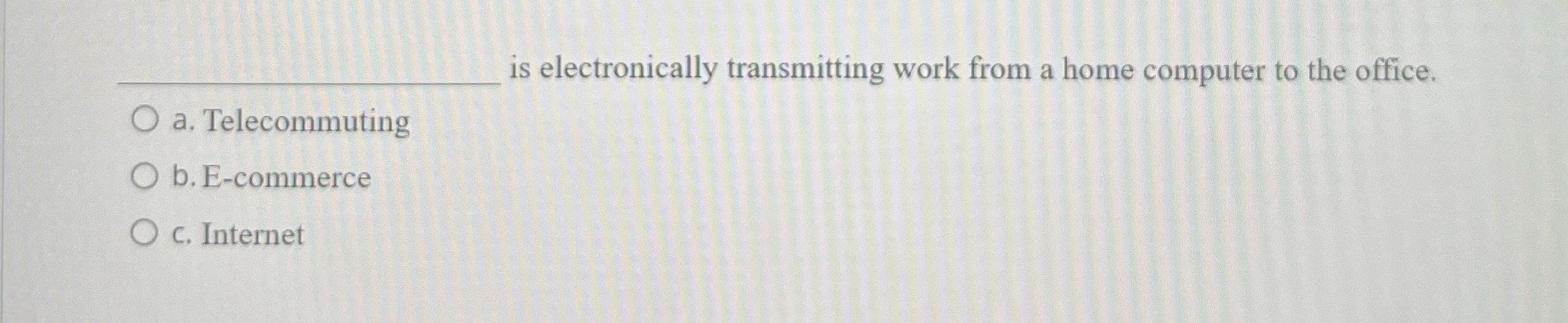  is electronically transmitting work from a home computer to the office.