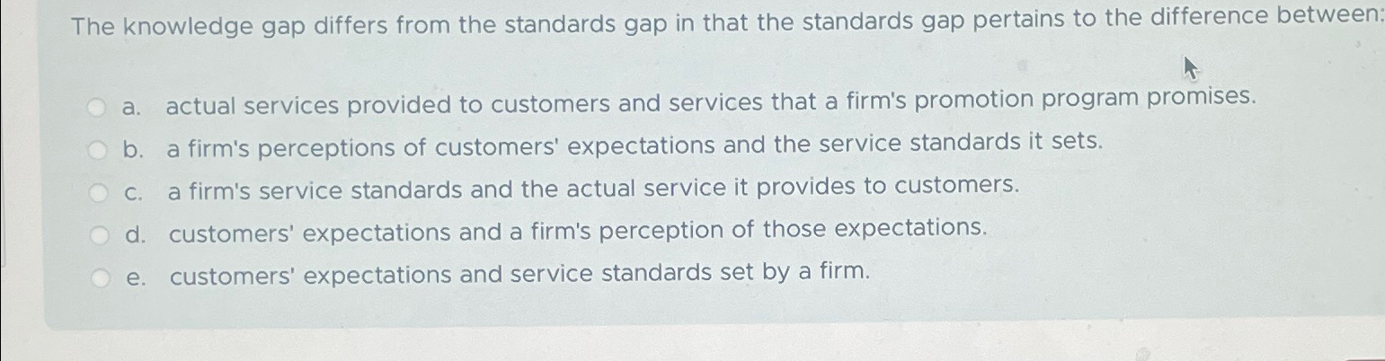  The knowledge gap differs from the standards gap in that the