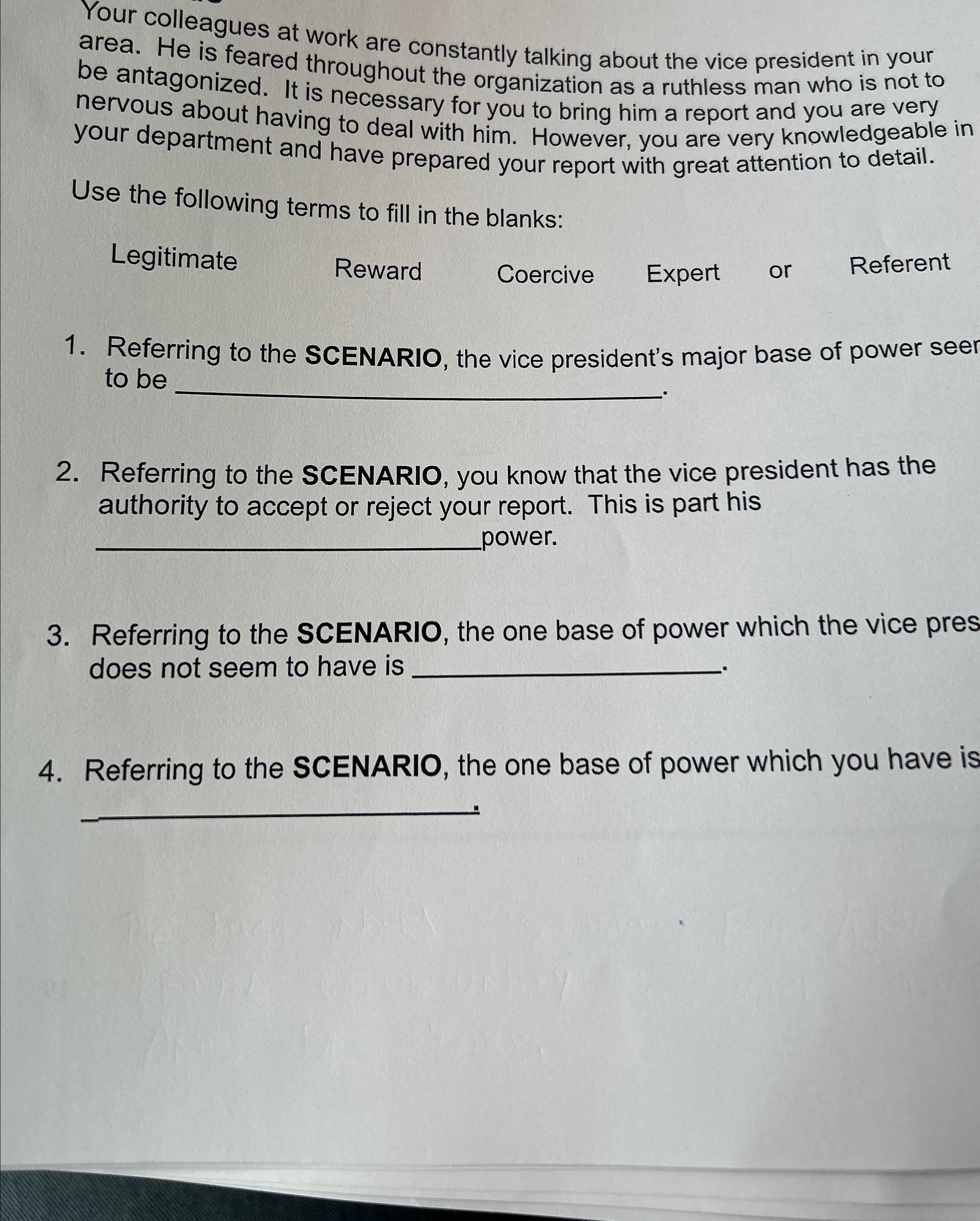  Your colleagues at work are constantly talking about the vice president
