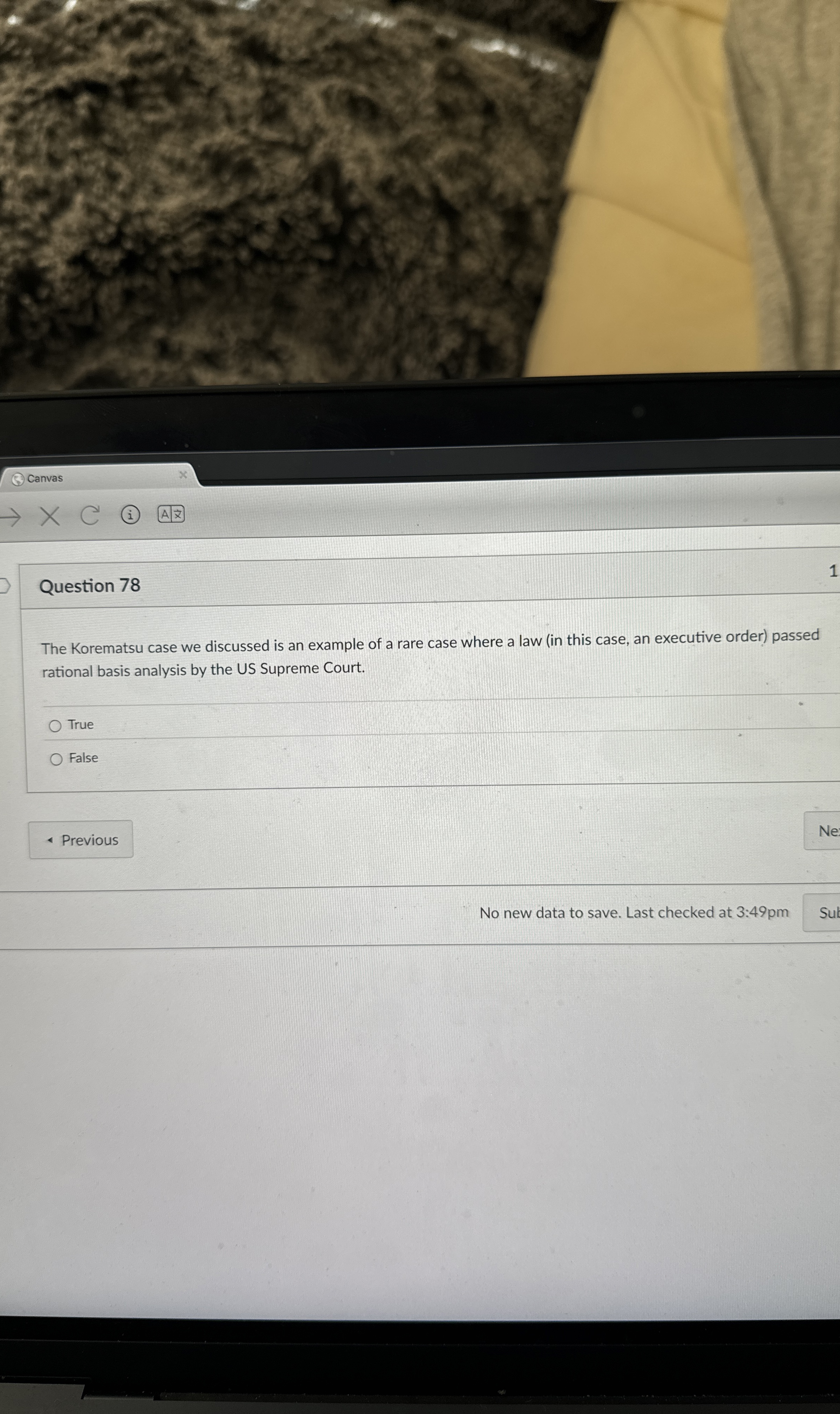  Question 78 The Korematsu case we discussed is an example of
