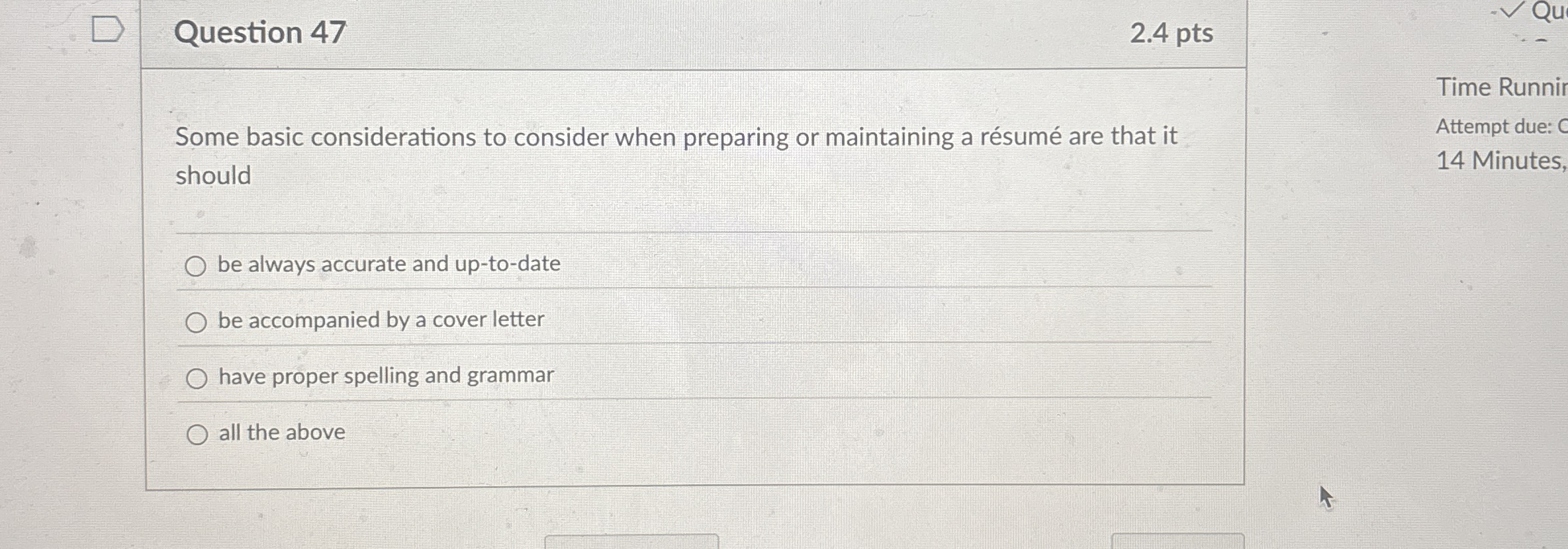  Question 47 Some basic considerations to consider when preparing or maintaining