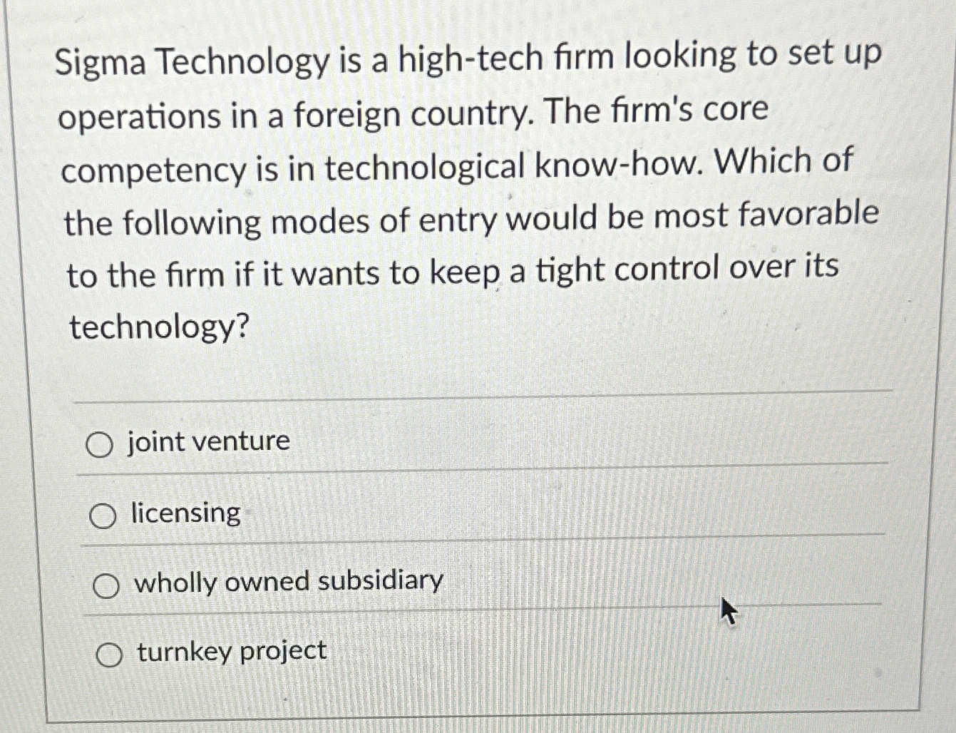  Sigma Technology is a high-tech firm looking to set up operations