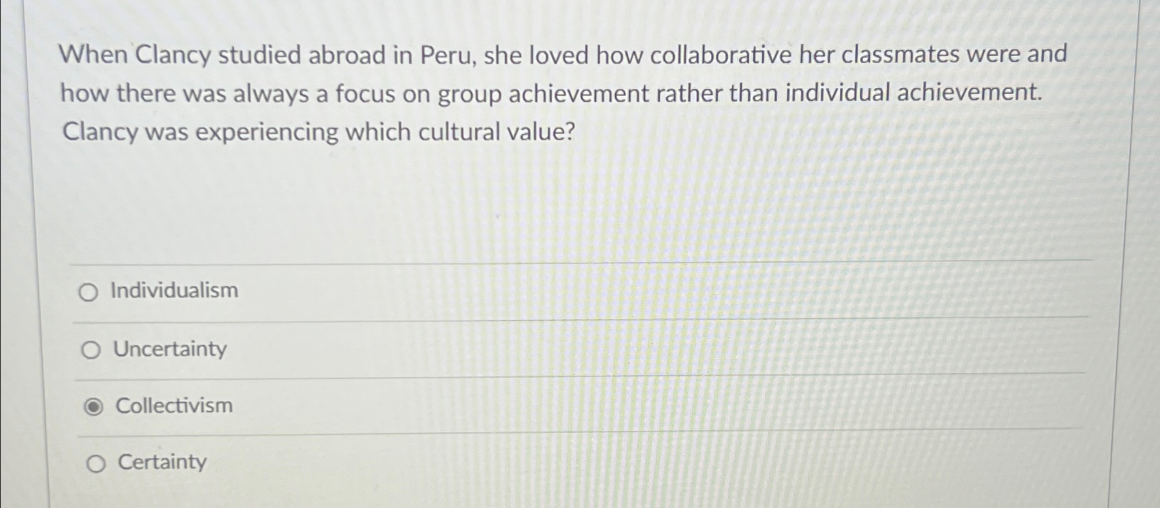  When Clancy studied abroad in Peru, she loved how collaborative her