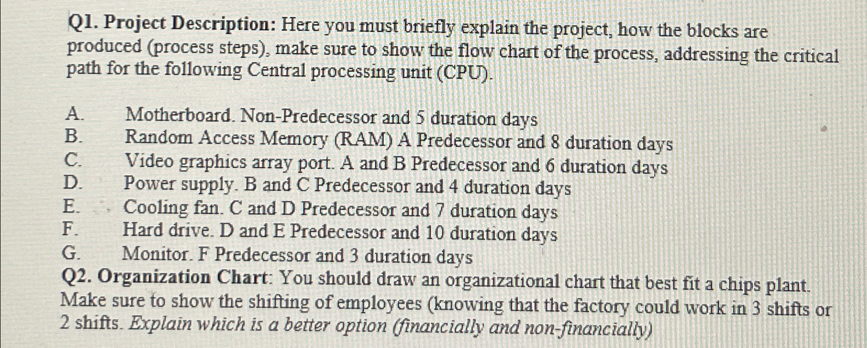  Q1. Project Description: Here you must briefly explain the project, how