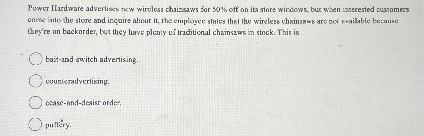  Power Hardware advertises new wireless chainsaws for 50% off on its