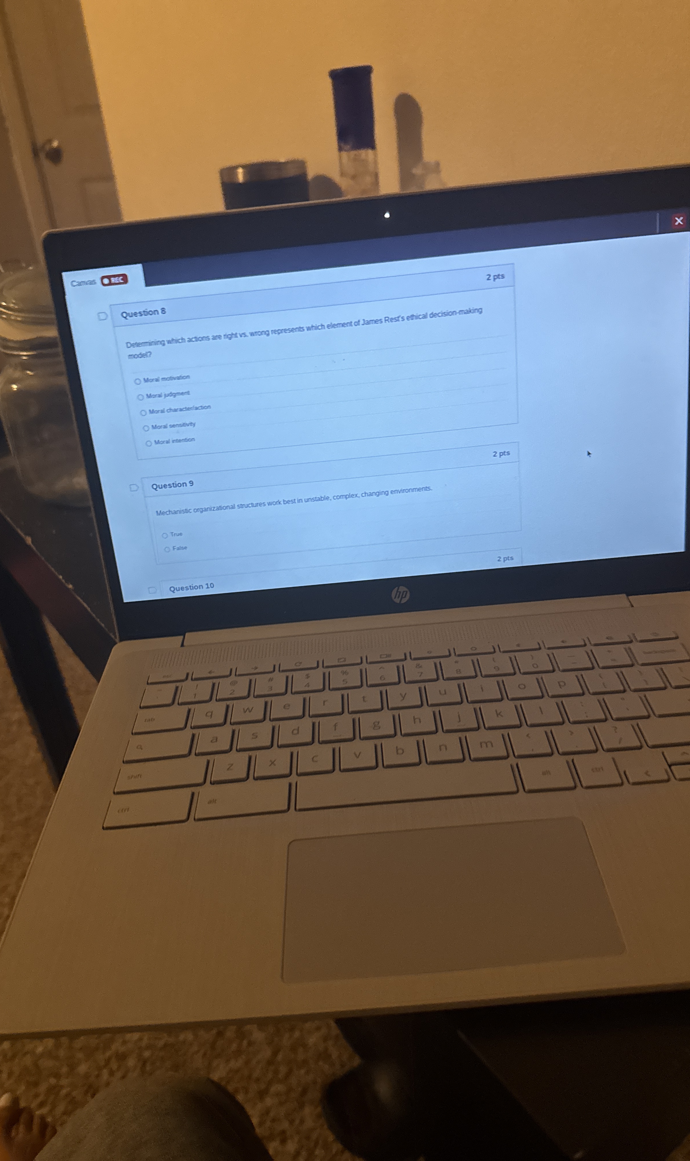  Determining which actions are right versus wrong represents which element of