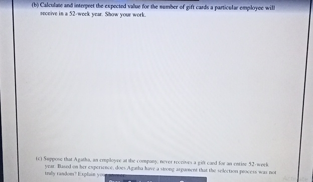  (b) Calculate and interpret the expected value for the number of