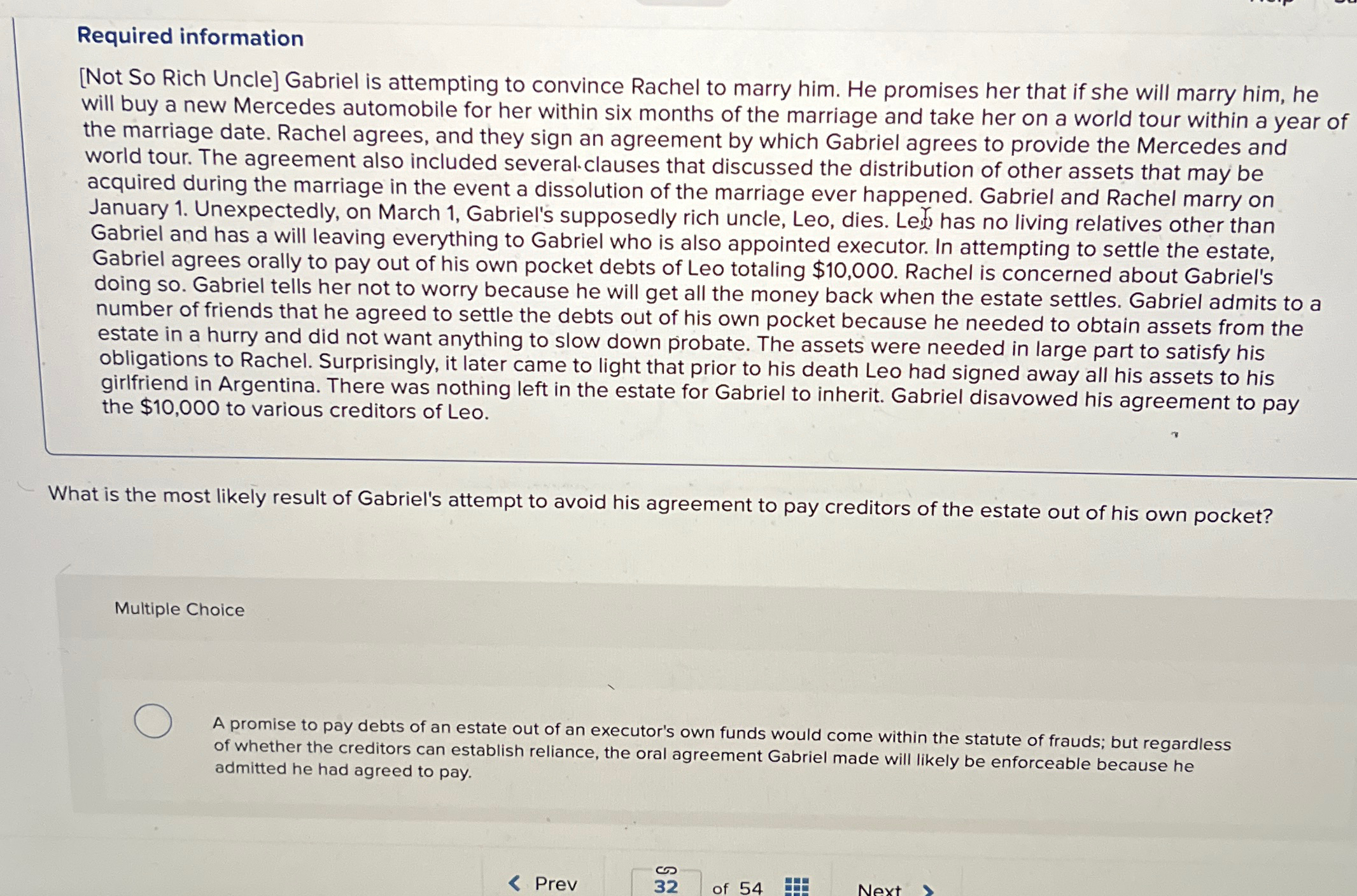  Required information [Not So Rich Uncle] Gabriel is attempting to convince
