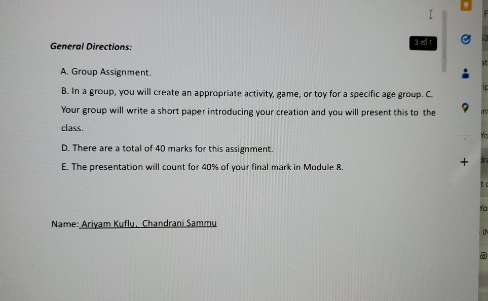  General Directions: 31 A. Group Assignment. B. In a group, you