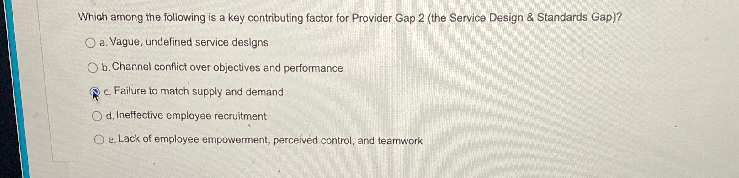  Which among the following is a key contributing factor for Provider