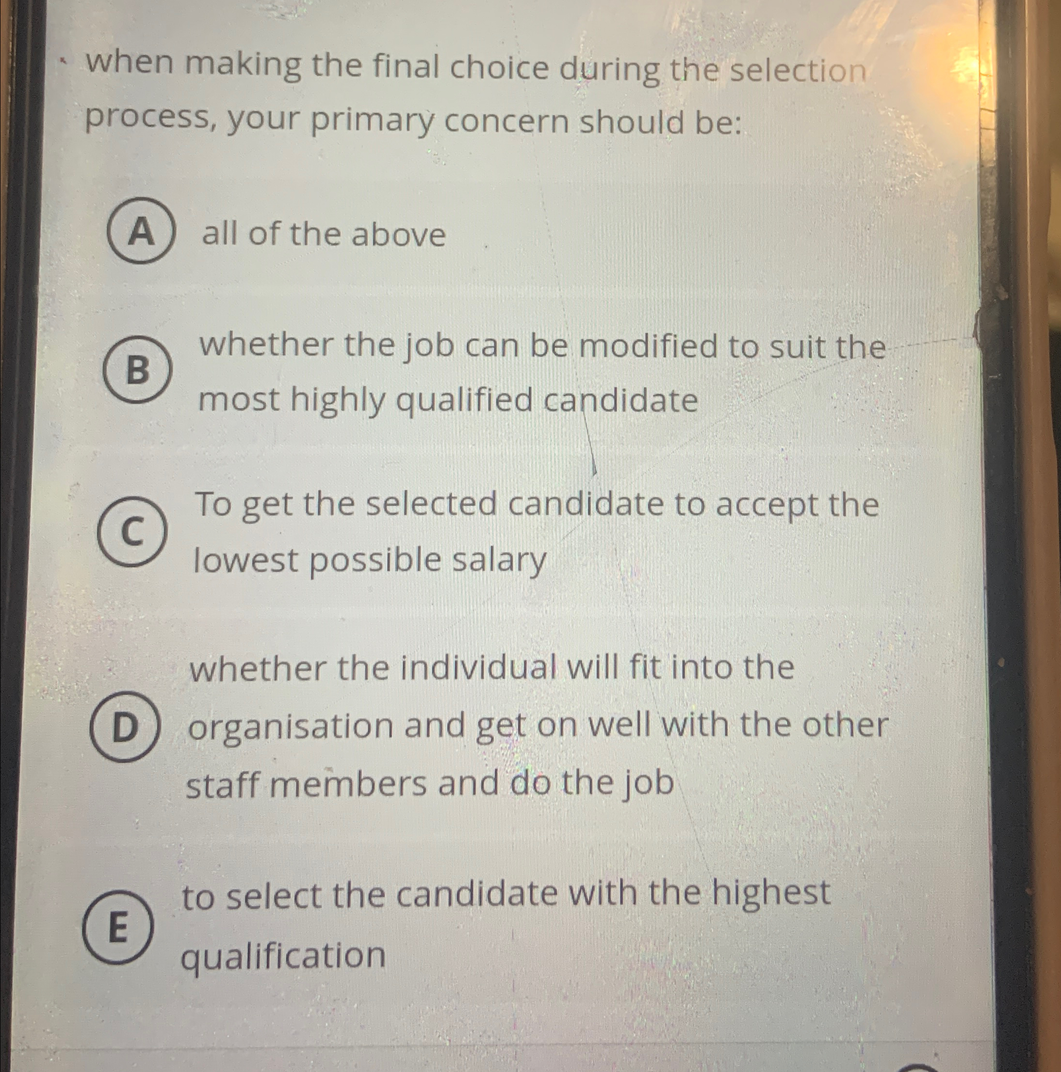  when making the final choice during the selection process, your primary
