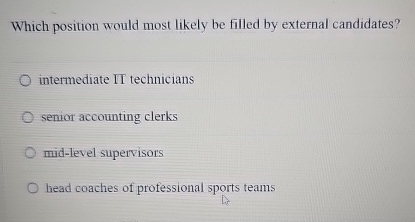  Which position would most likely be filled by external candidates? intermediate