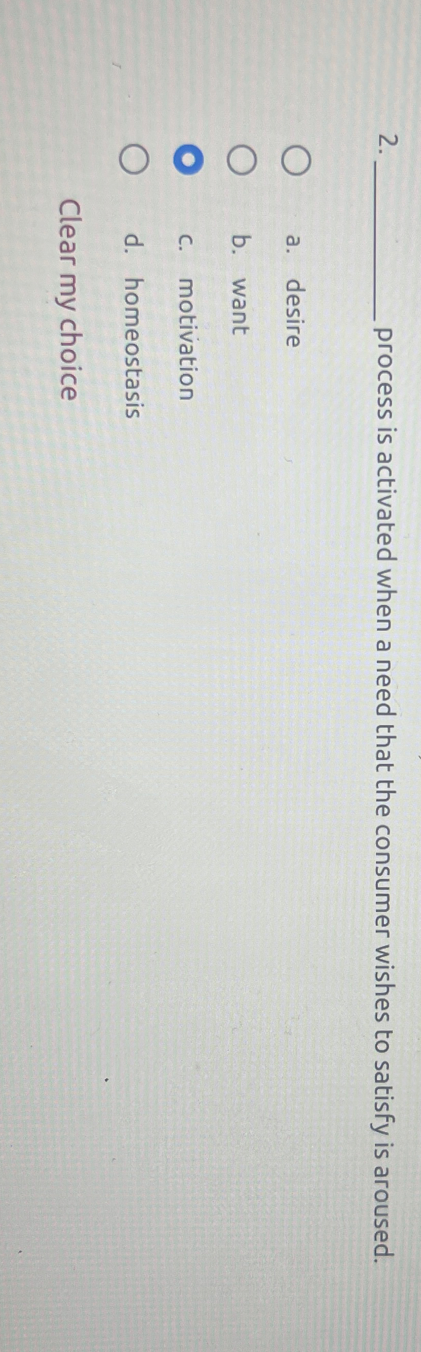  process is activated when a need that the consumer wishes to