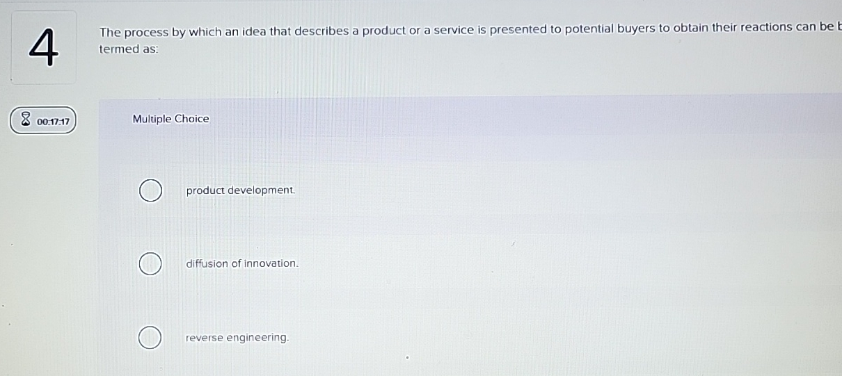  4 The process by which an idea that describes a product