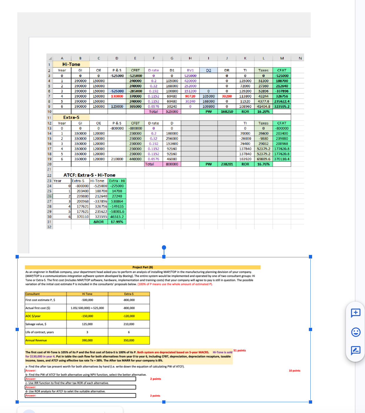  Project Part (B) As an enginner in RedOak company, your department