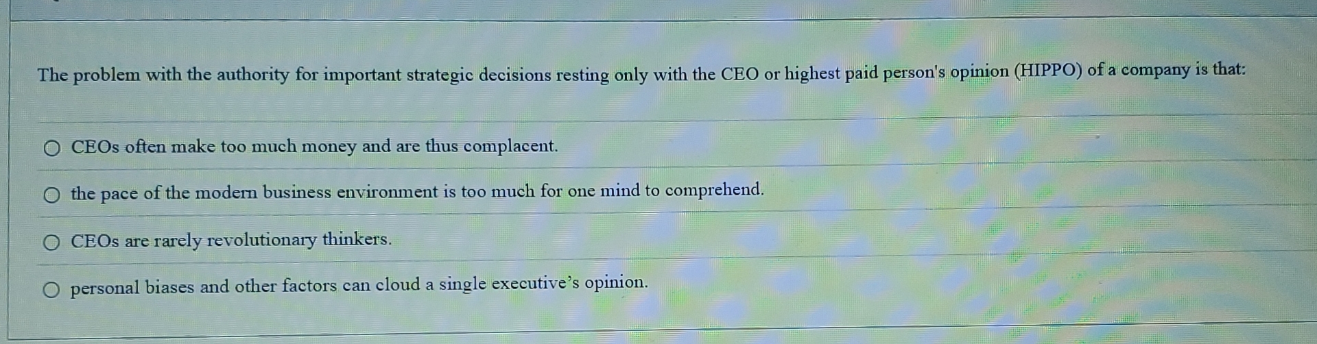  The problem with the authority for important strategic decisions resting only